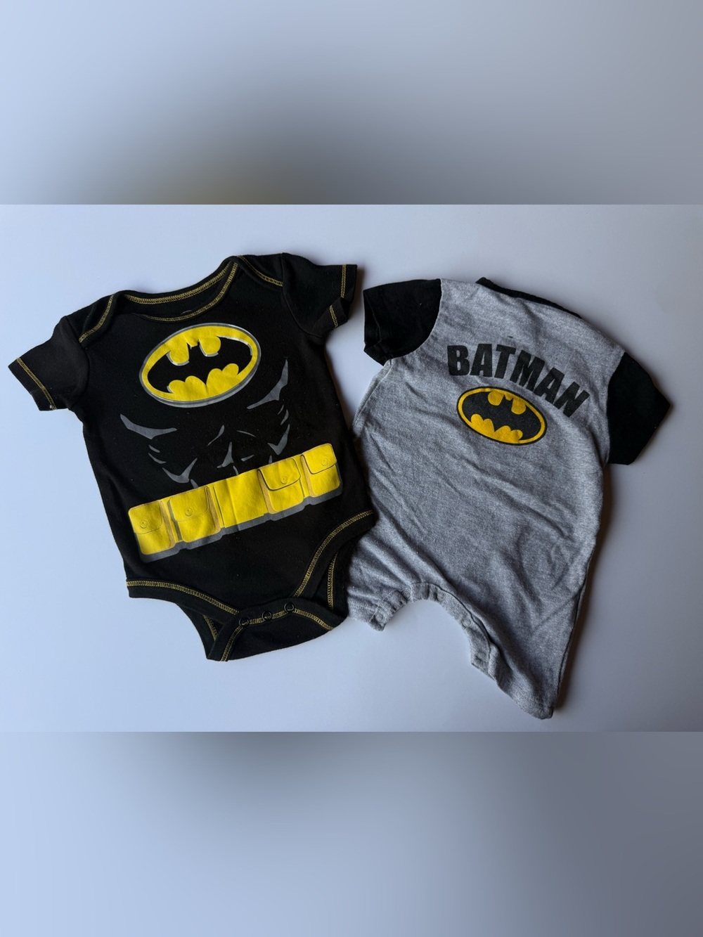 Batman Black & Gray Baby Bodysuit Set with Yellow Logo